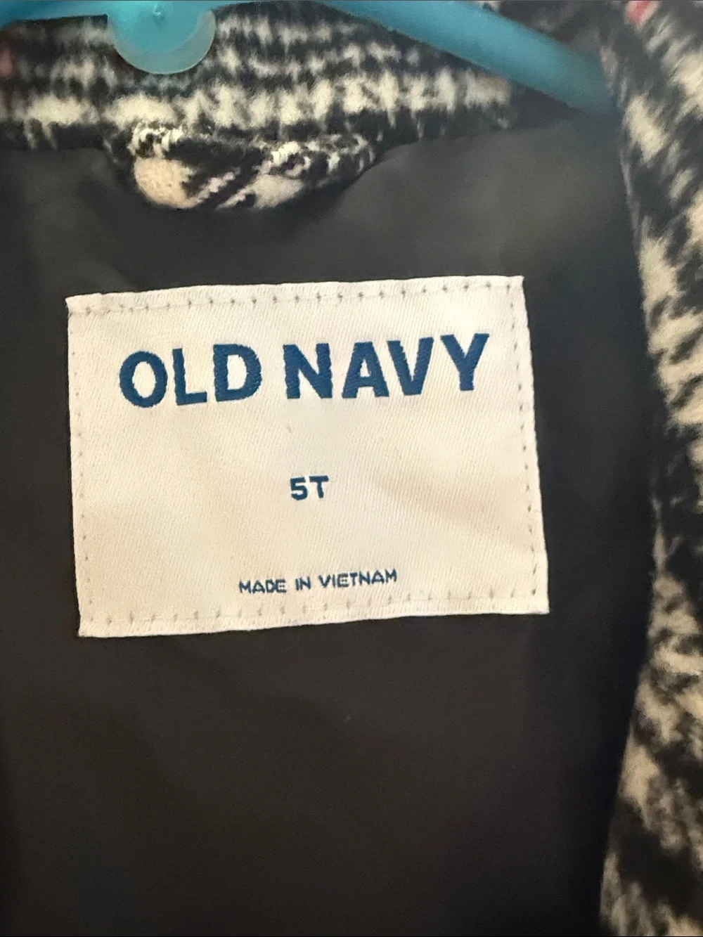 Old Navy Black, White & Red Plaid Girls' Peacoat